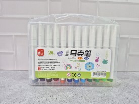 Pack 24 marcadores triangulares punta pincel valija plastica